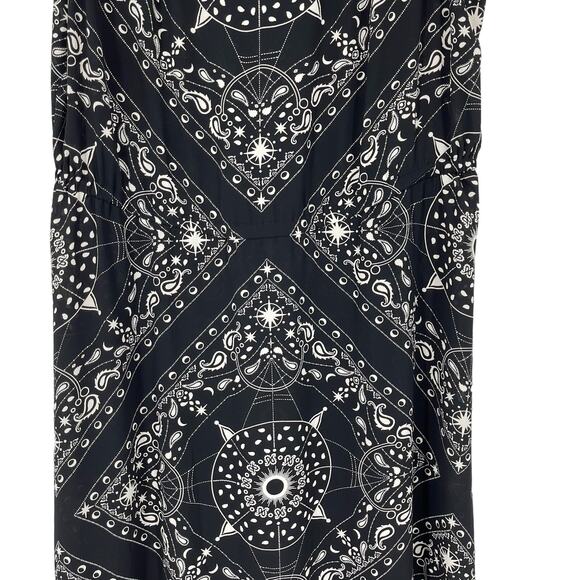 Talbots Plus 1X Sleeveless Black Celestial Print Dress Elastic Waist Sheer Fairy - Picture 9 of 16